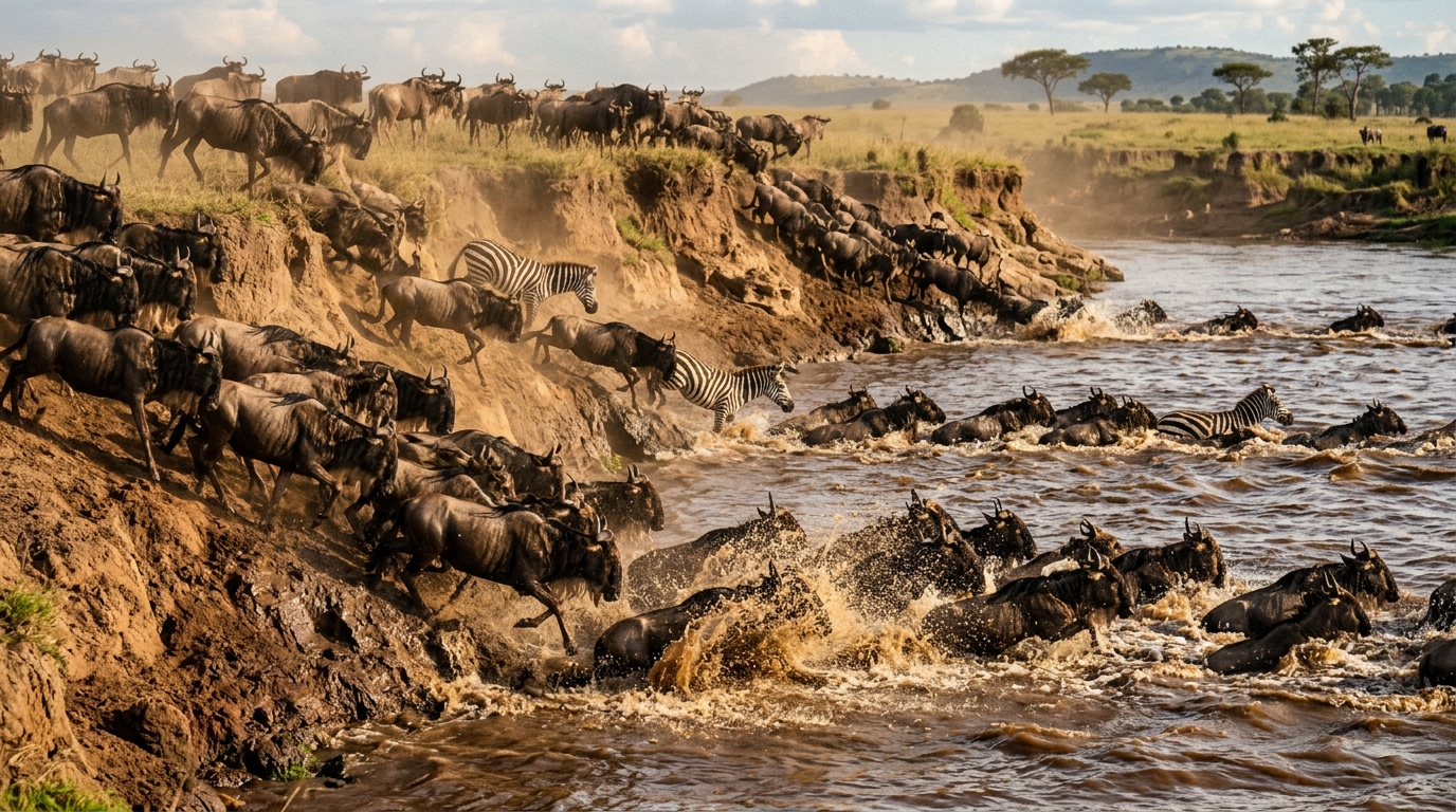 Wildebeest Great Migration Mara River Crossing